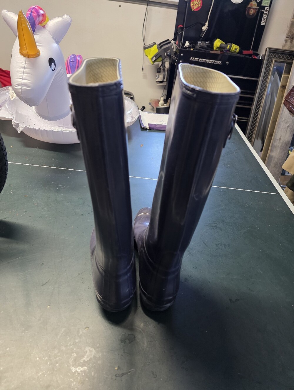 Hunter Tall Gloss Rain Boots in Plum with Cream Lining - Picture 3 of 8